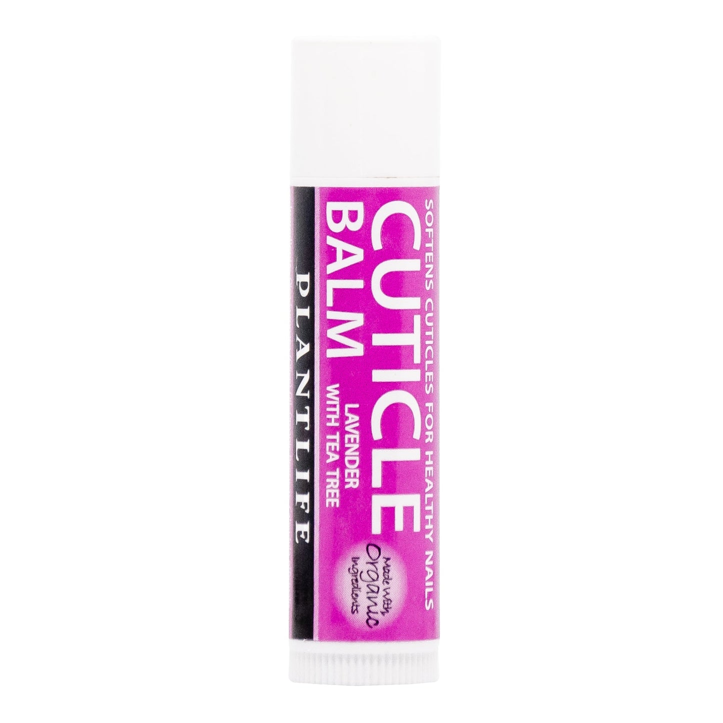 Plantlife Lavender Tea Tree Cuticle Balm – Organic formula in a twist tube for softening cuticles and promoting healthy nails.