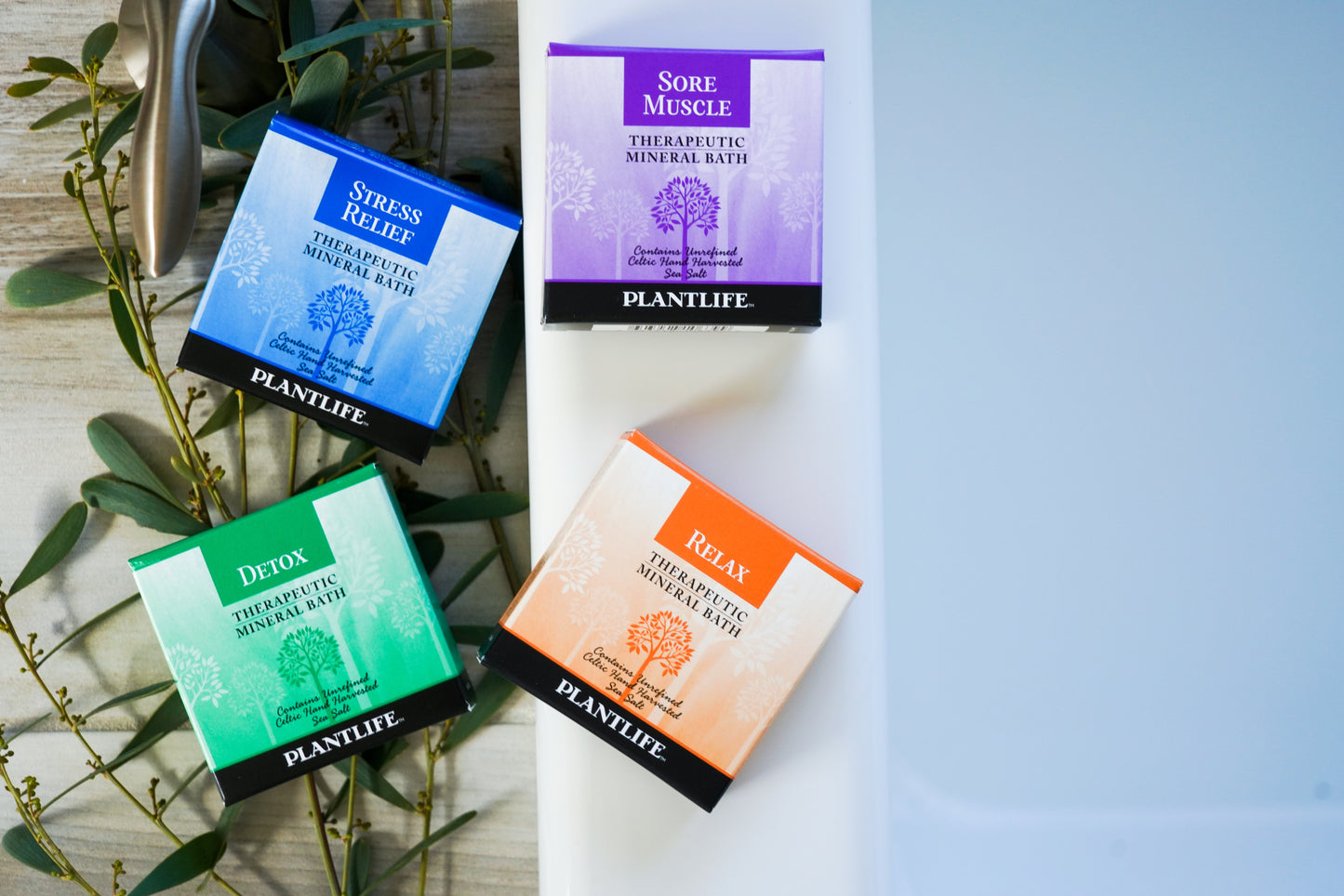 Plantlife Aromatherapy Bath Salt Set – Mineral-Rich Sore Muscle, Detox, Relax, and Stress Relief Soaks for Self-Care and Wellness