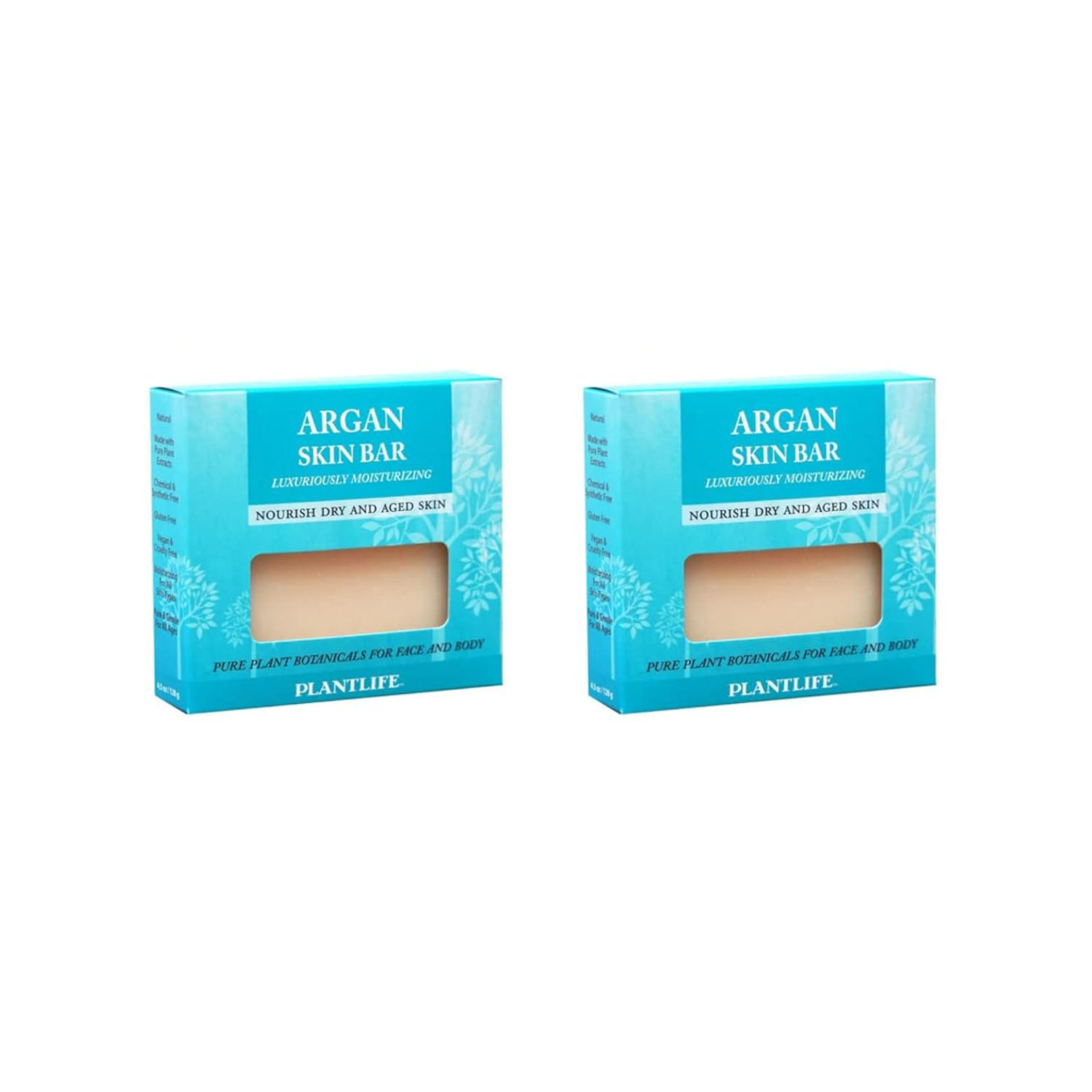 Two boxes of Plantlife Argan Skin Bar on a white background