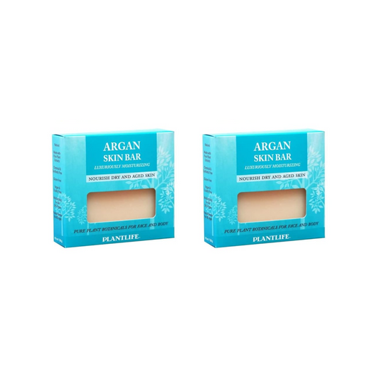 Two boxes of Plantlife Argan Skin Bar on a white background