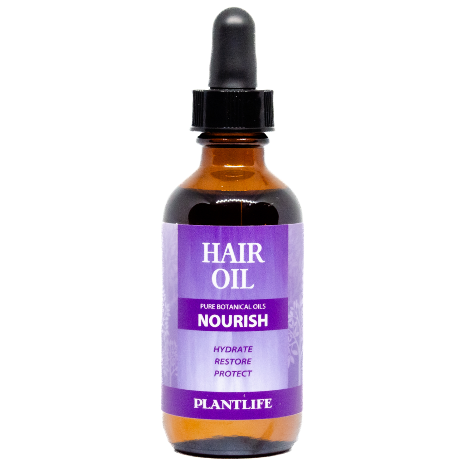 Plantlife Hair Oil Nourish blend in a glass dropper bottle, formulated to hydrate, restore, and protect hair naturally.