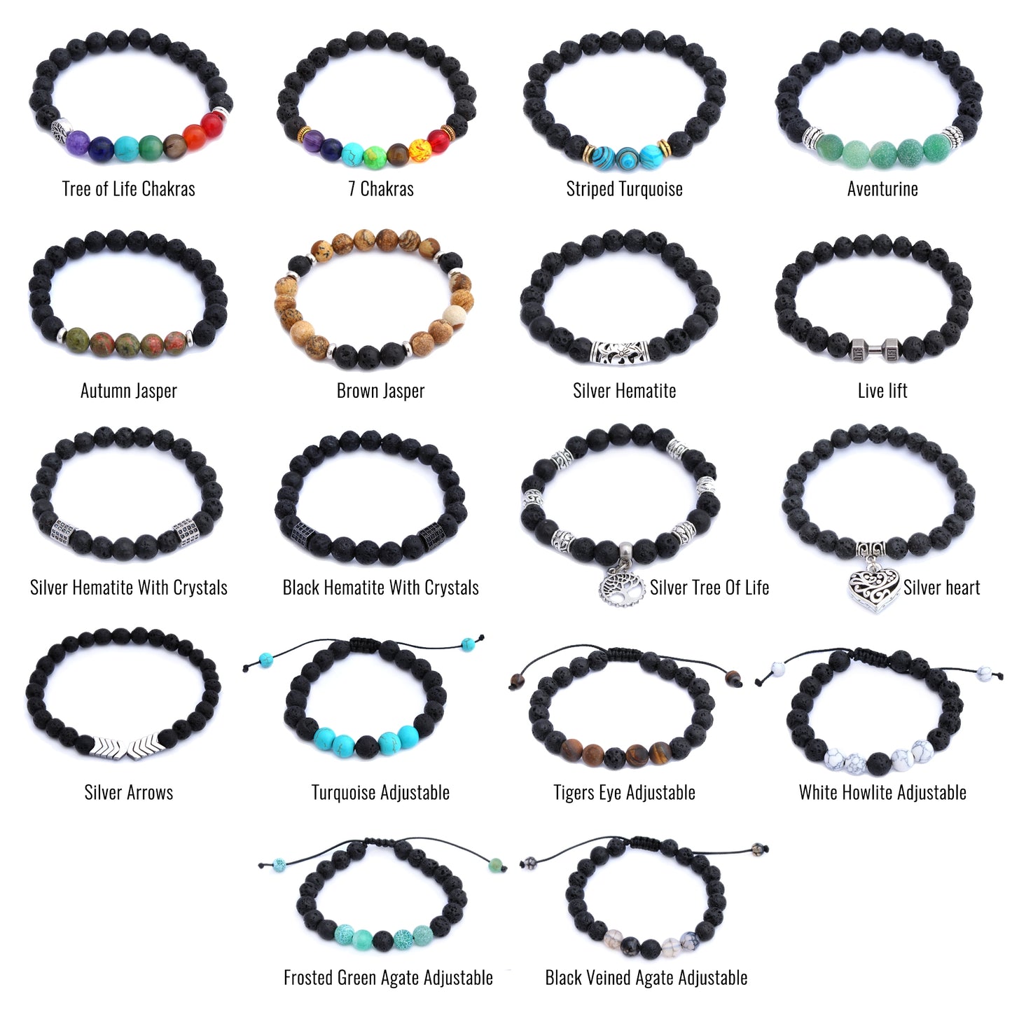 Plantlife aromatherapy bracelets gift set with name tags and crystal design