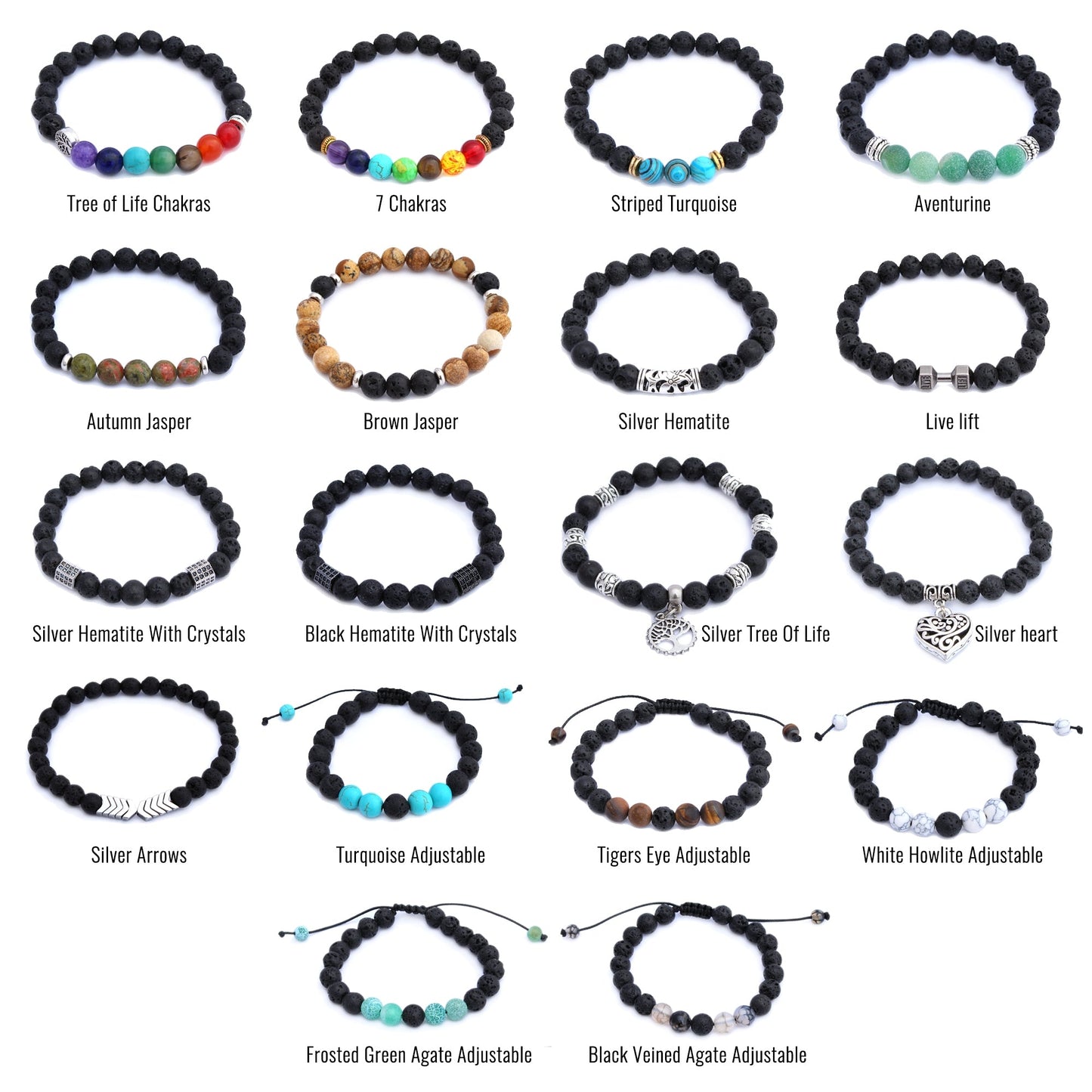 Plantlife aromatherapy bracelets collection with crystal name tags