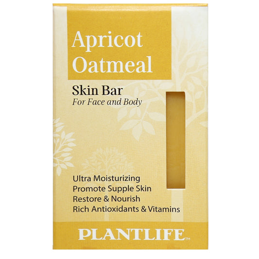 Plantlife Apricot Oatmeal Skin Bar – travel-size face and body soap with ultra moisturizing and nourishing properties, made with antioxidants and vitamins for supple, healthy skin