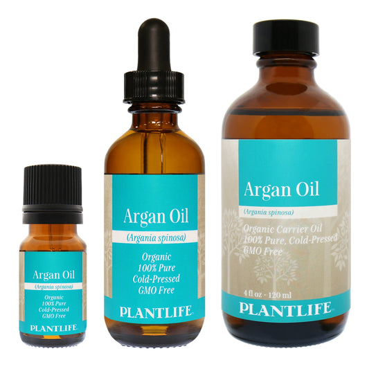 Amber glass bottle of 100% pure Argan Oil by Plantlife