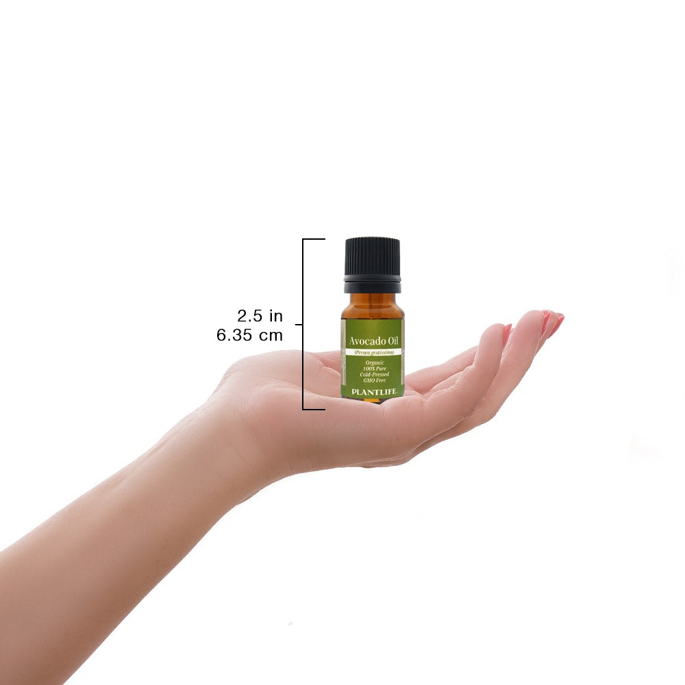 Size comparison of Plantlife Avocado Oil bottle in hand