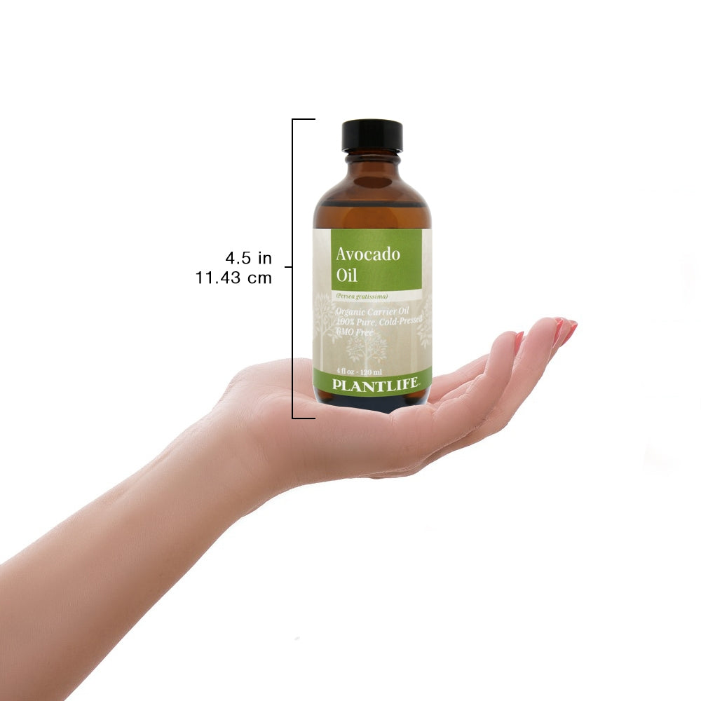 Size comparison of Plantlife Avocado Oil bottle in hand