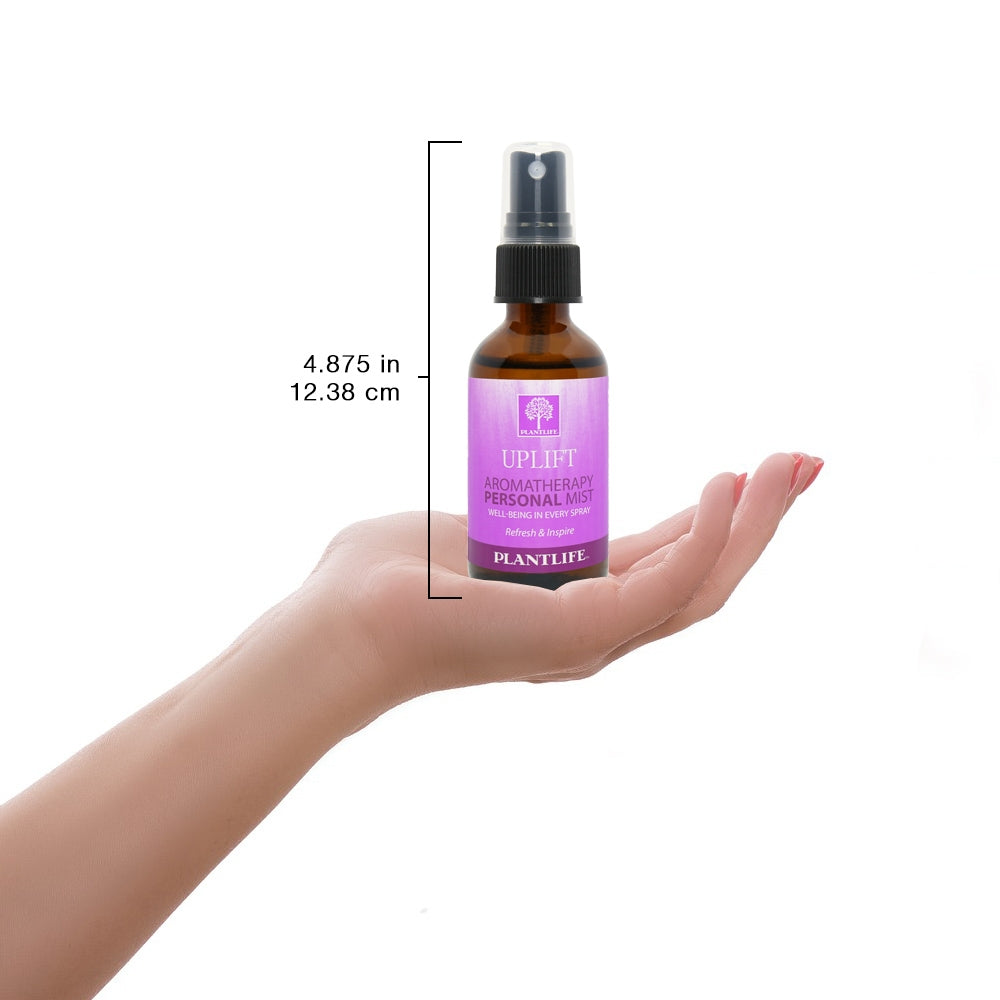 Plantlife Uplift Essential Oil Mist scale shot highlighting uniform packaging