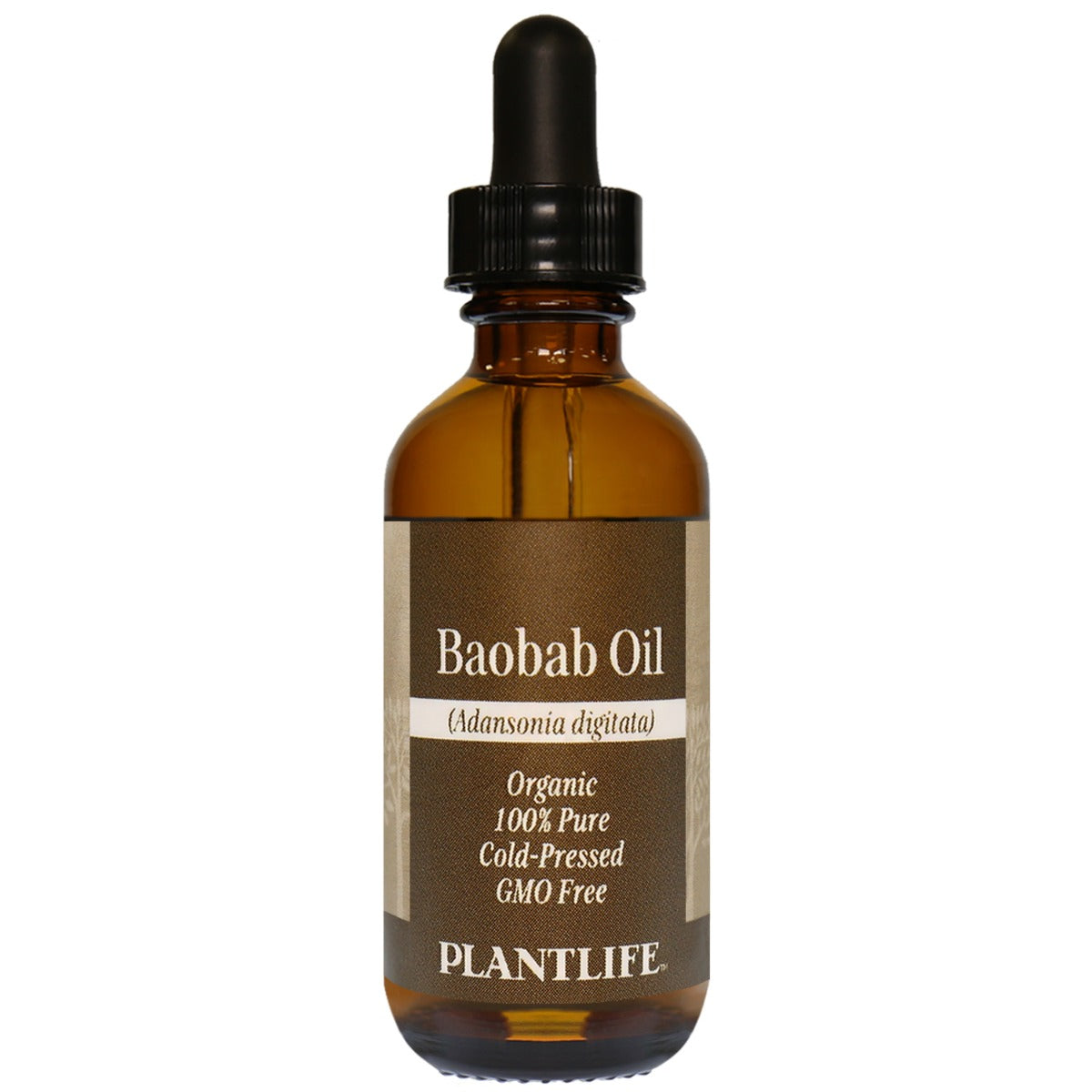 Amber glass bottle of 100% pure Baobab Oil by Plantlife