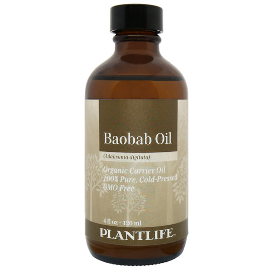 Amber glass bottle of 100% pure Baobab Oil by Plantlife