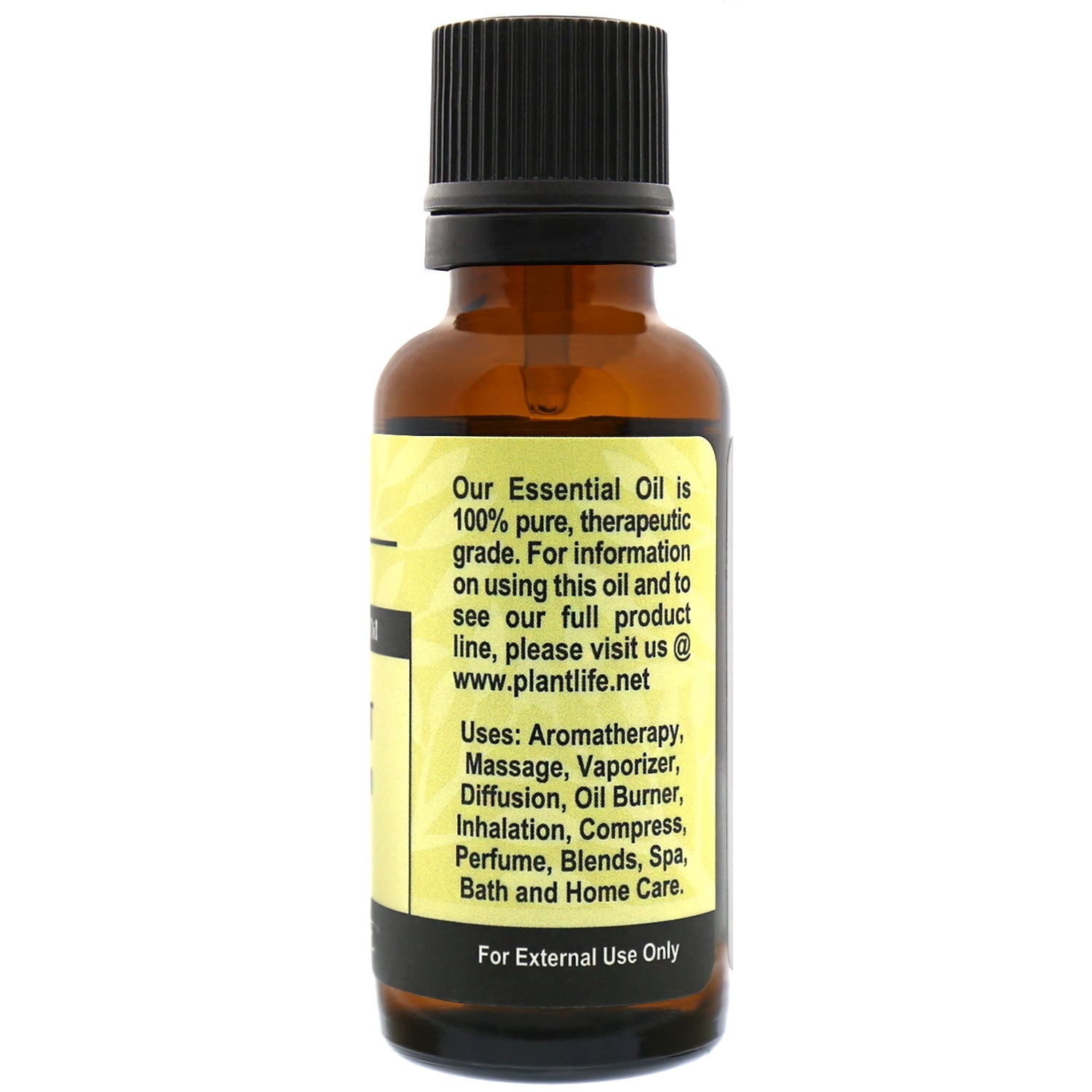 Plantlife Bergamot Essential Oil back label with citrus benefits overview