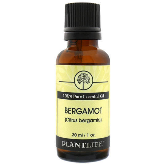 Plantlife Bergamot Essential Oil front bottle with fresh citrus scent