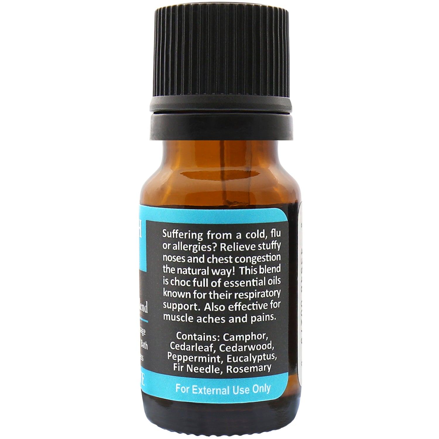 Breathe Easy Essential Oil Blend Back Label – Clear Breathing Support Info