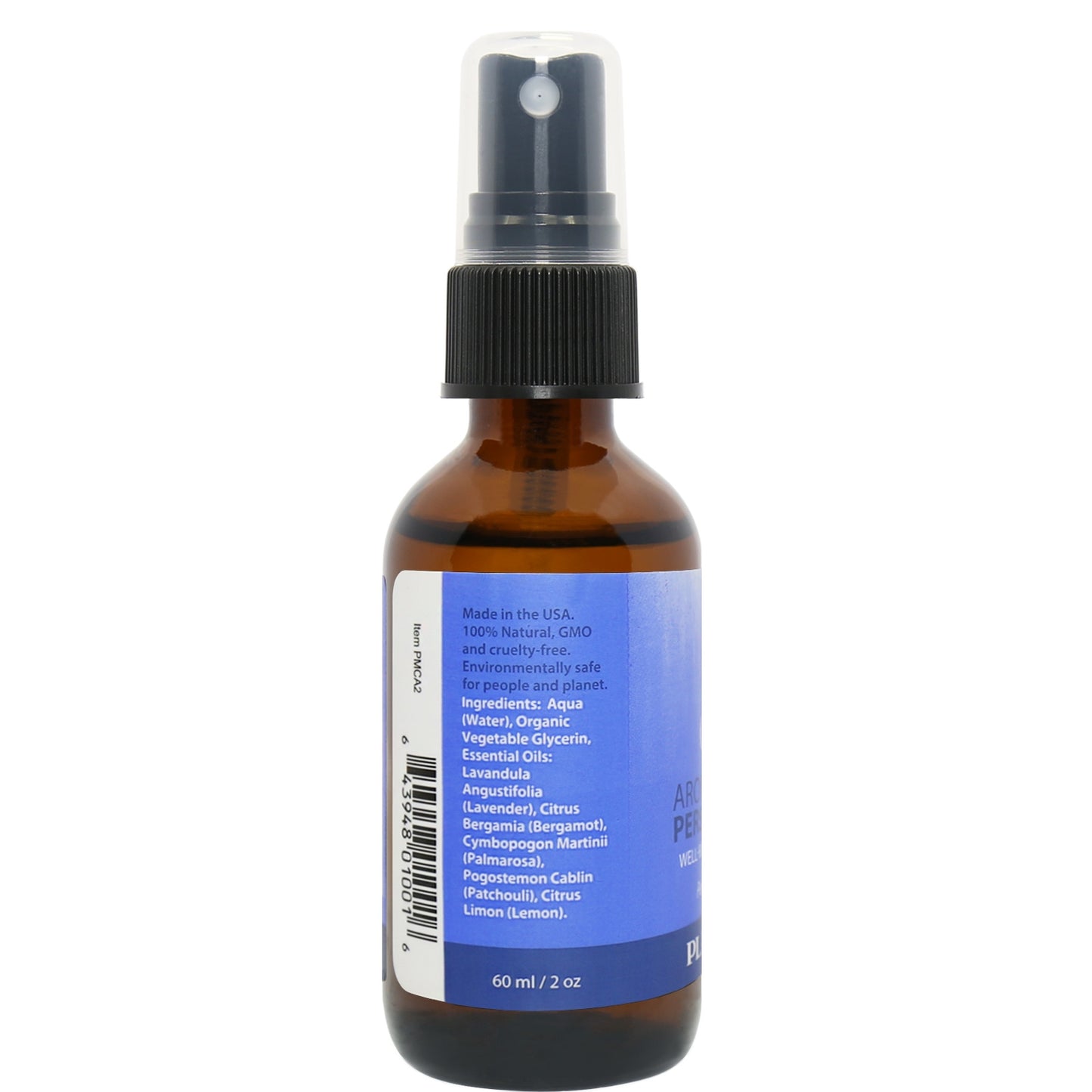 Calm Essential Oil Mist back label with ingredients and product description