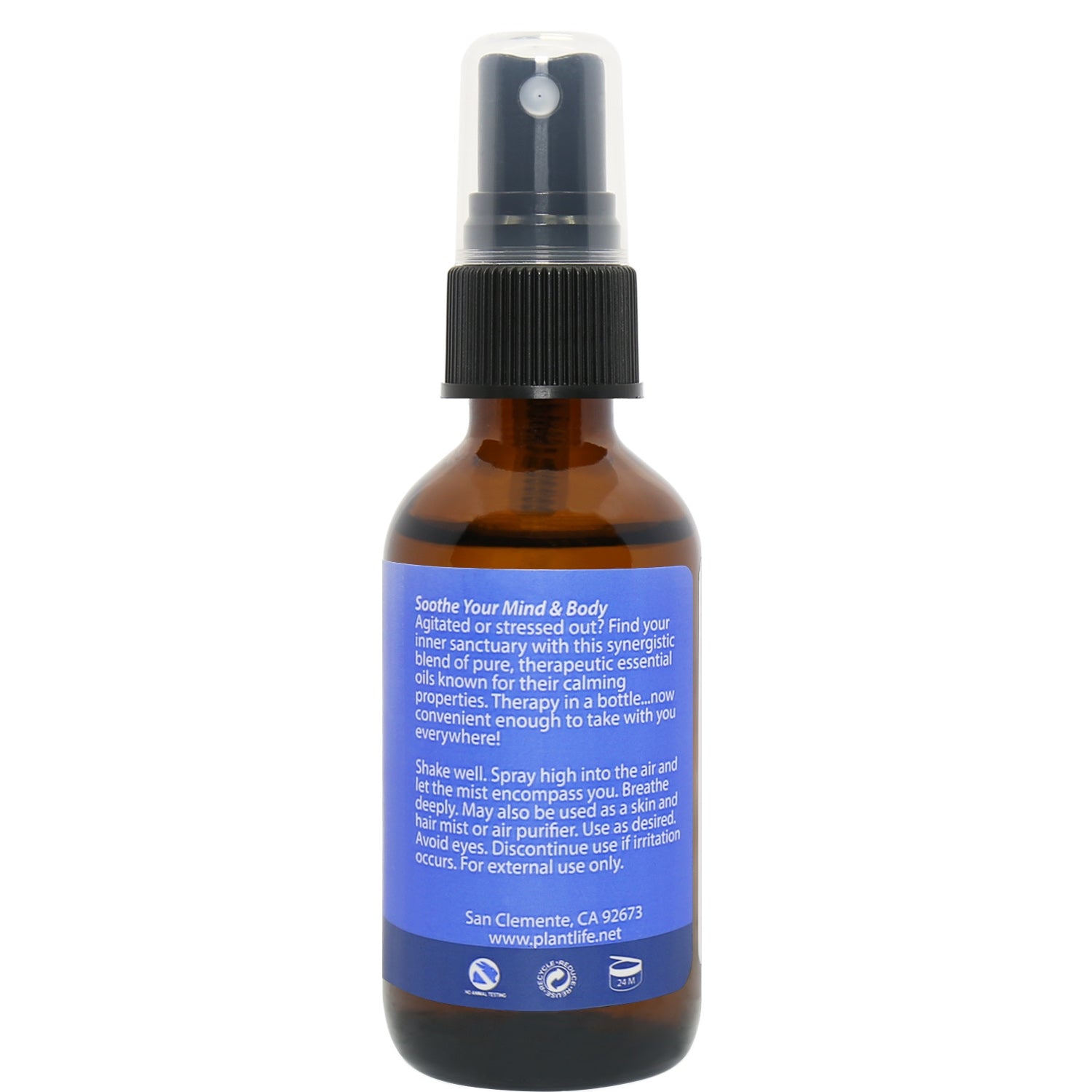 Calm Essential Oil Mist label β soothing words and directions promoting relaxation and emotional calm.