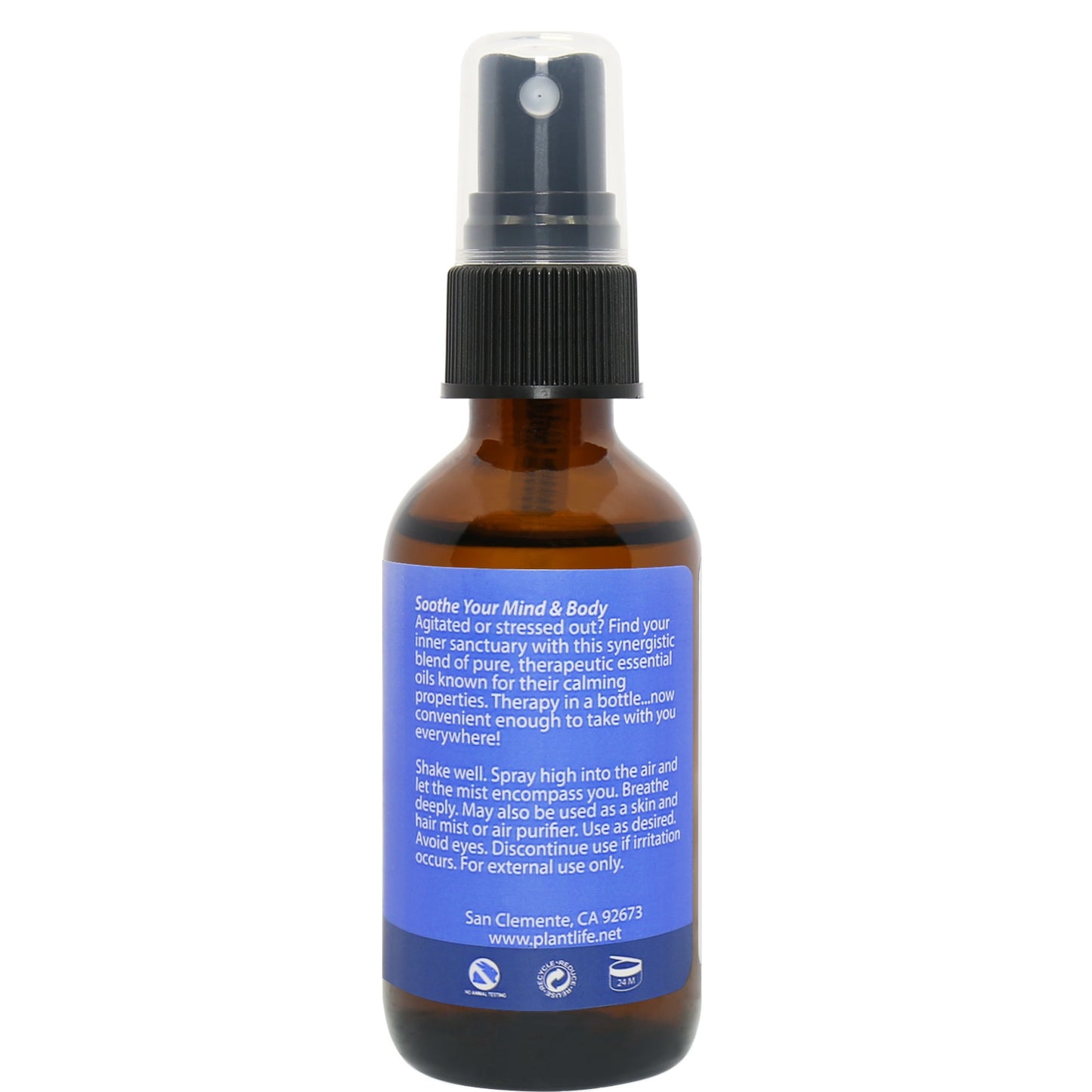 Calm Essential Oil Mist label – soothing words and directions promoting relaxation and emotional calm.