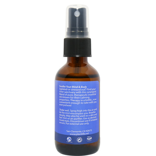 Calm Essential Oil Mist label – soothing words and directions promoting relaxation and emotional calm.