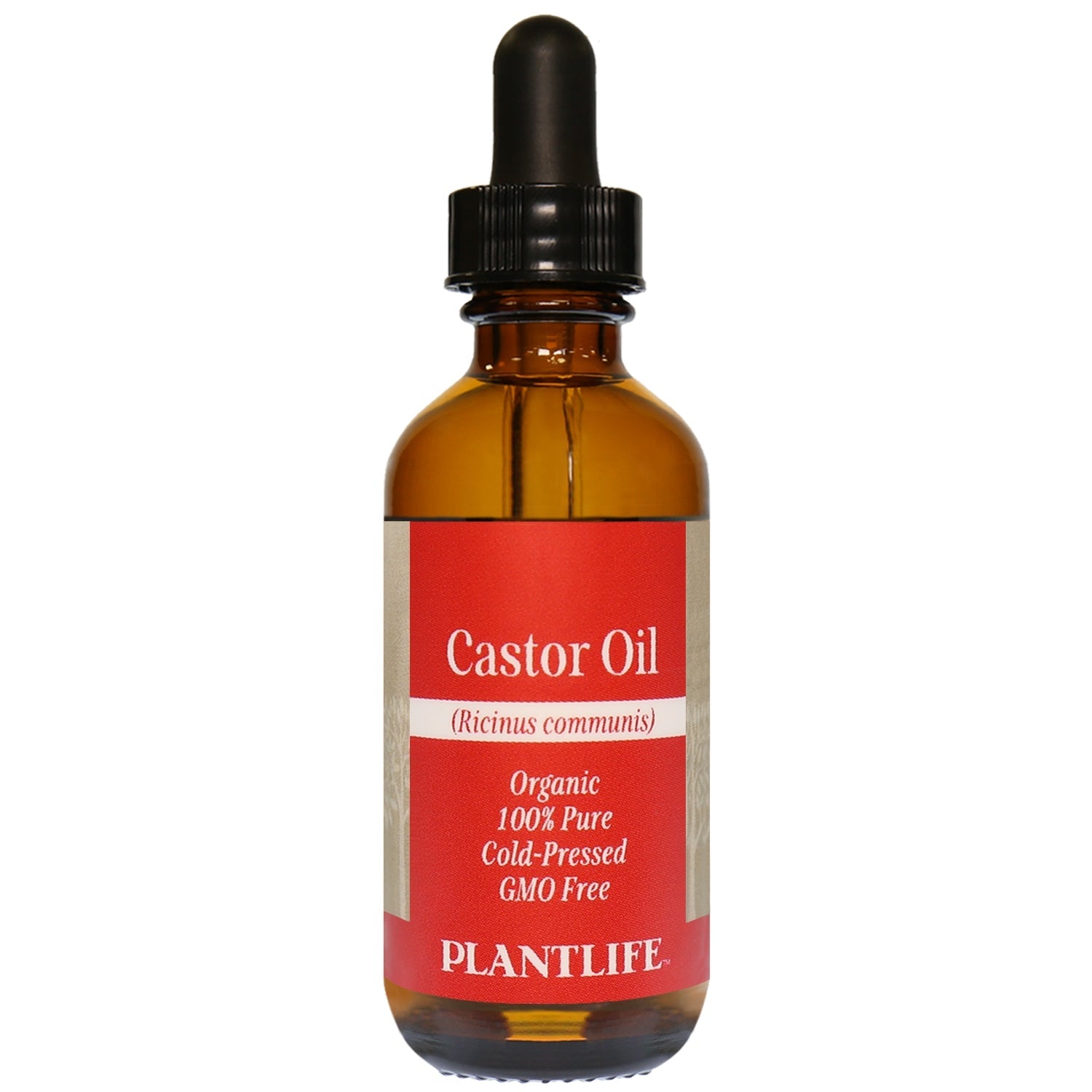 Amber glass bottle of 100% pure Castor Oil by Plantlife