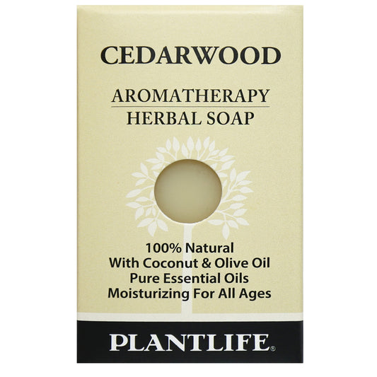 Plantlife Cedarwood Aromatherapy Herbal Soap Bar crafted with nourishing coconut and olive oil and pure essential oils