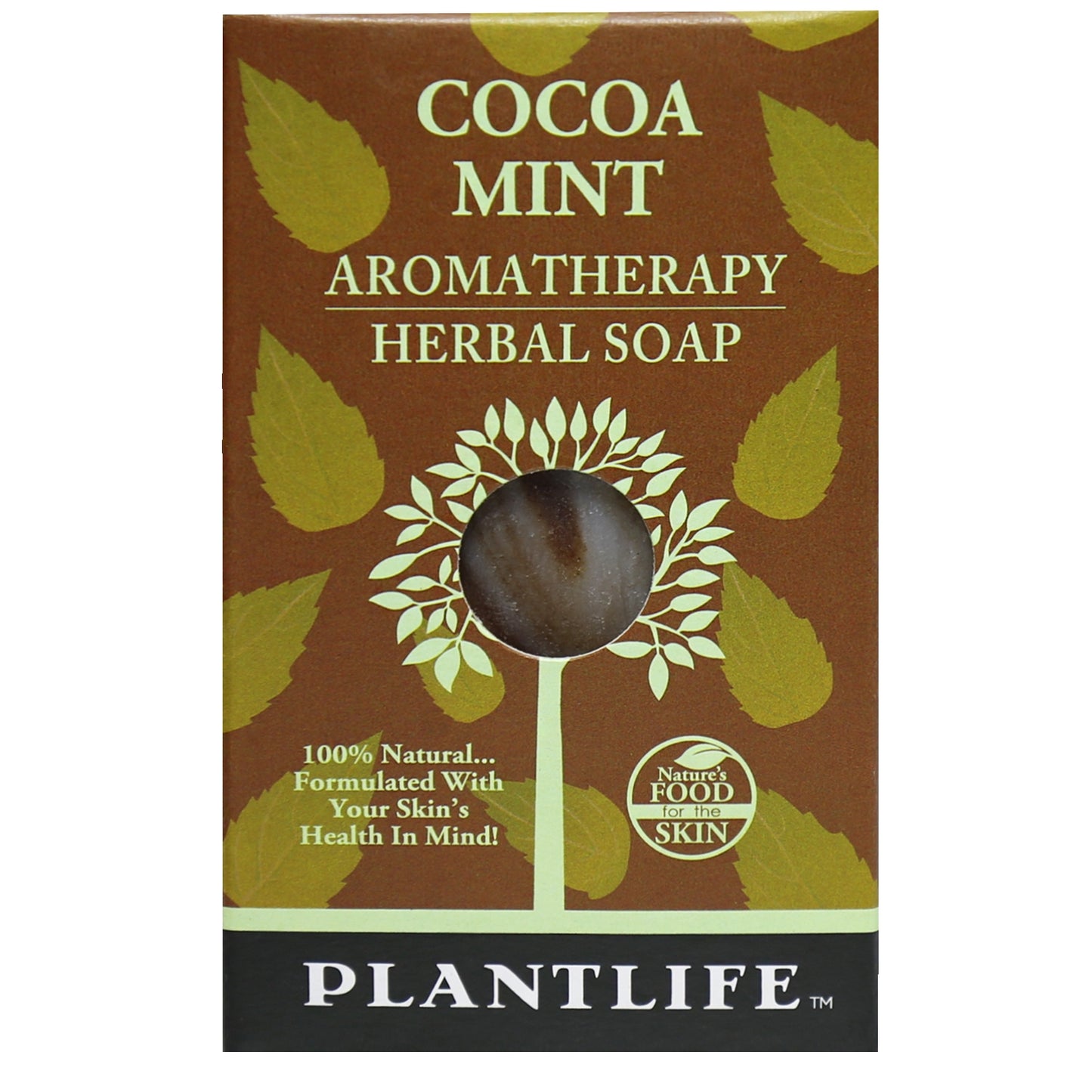 Plantlife Cocoa Mint Aromatherapy Herbal Soap Bar infused with cooling mint and moisturizing oils for a refreshing cleanse