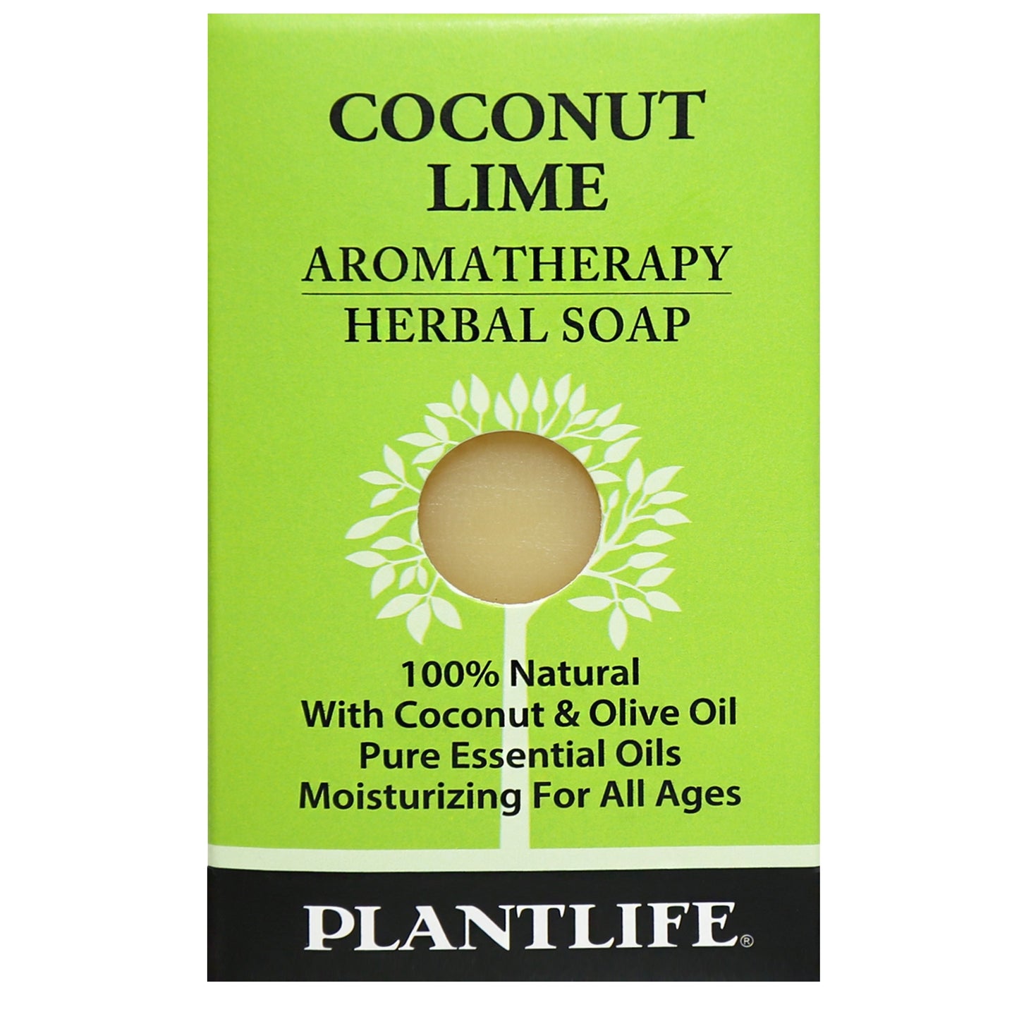 Plantlife Coconut Lime Aromatherapy Herbal Soap Bar with zesty lime and tropical coconut, made with plant-based ingredients