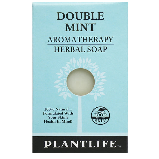 Plantlife Double Mint Aromatherapy Herbal Soap Bar with peppermint and spearmint essential oils for a revitalizing wash