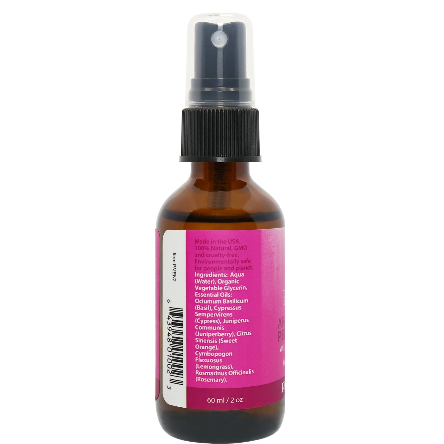 Energy Essential Oil Mist back of bottle with ingredient details and directions