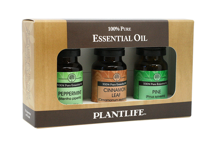 Plantlife Holiday Essential Oil 3-Pack featuring festive aromatherapy blends