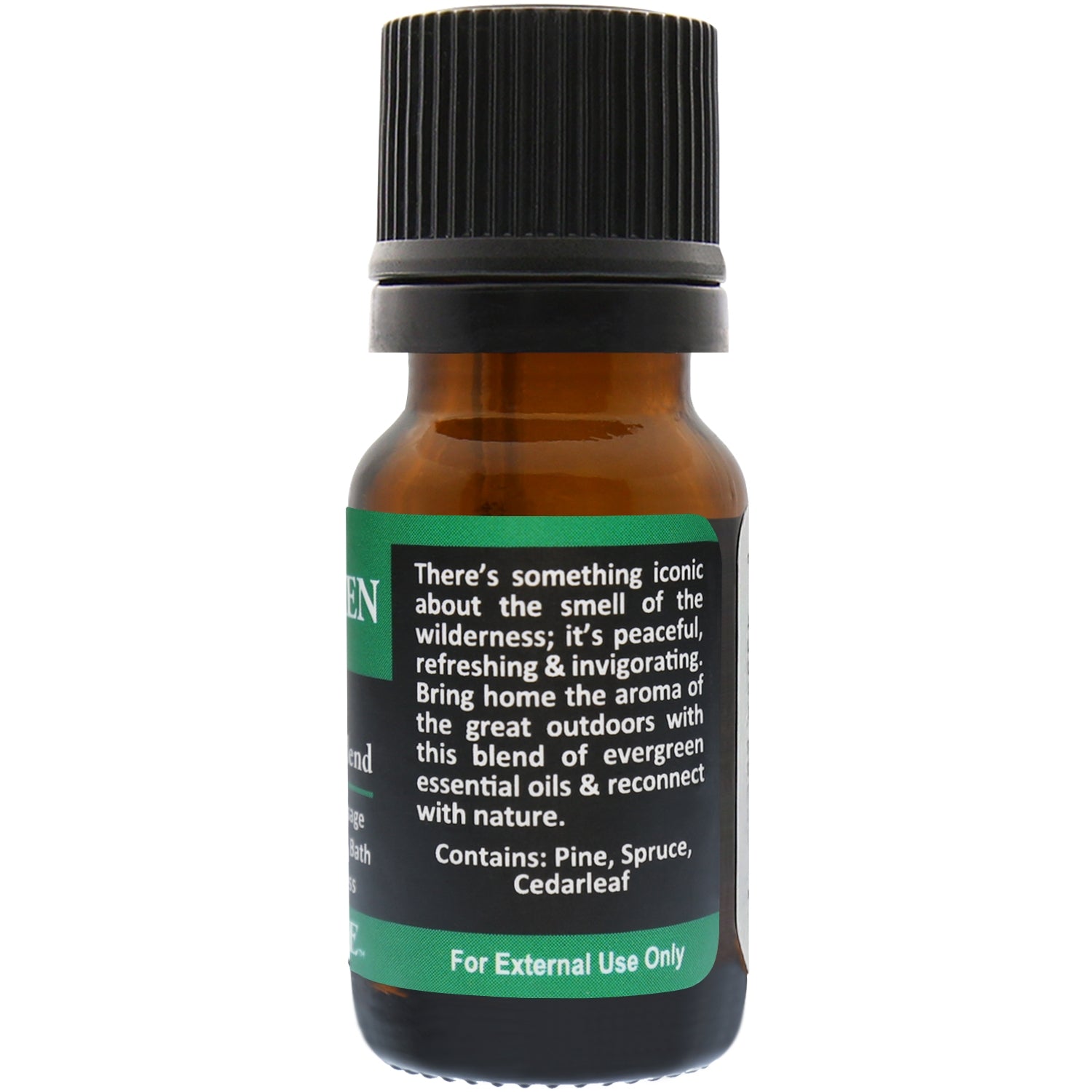 Evergreen Essential Oil Blend Back Label – Forest Scent Ingredients and Details