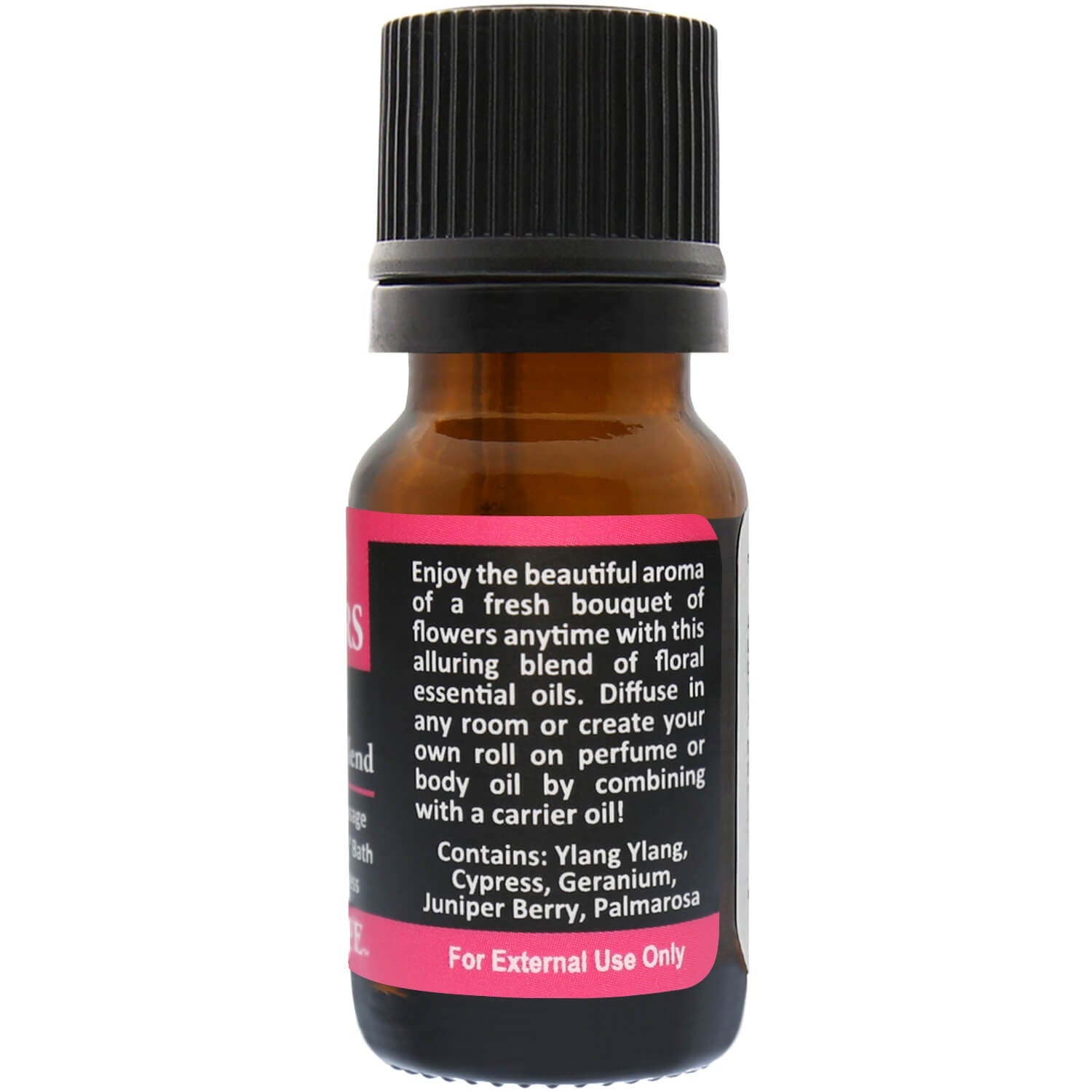Fresh Flowers Essential Oil Blend Back Label – Floral Blend Usage and Safety Info