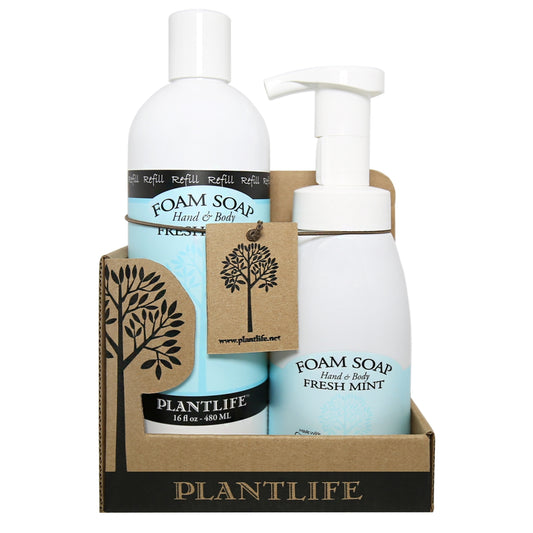 Fresh Mint Foam Soap Value Set – Includes mint foam pump and 16 oz refill