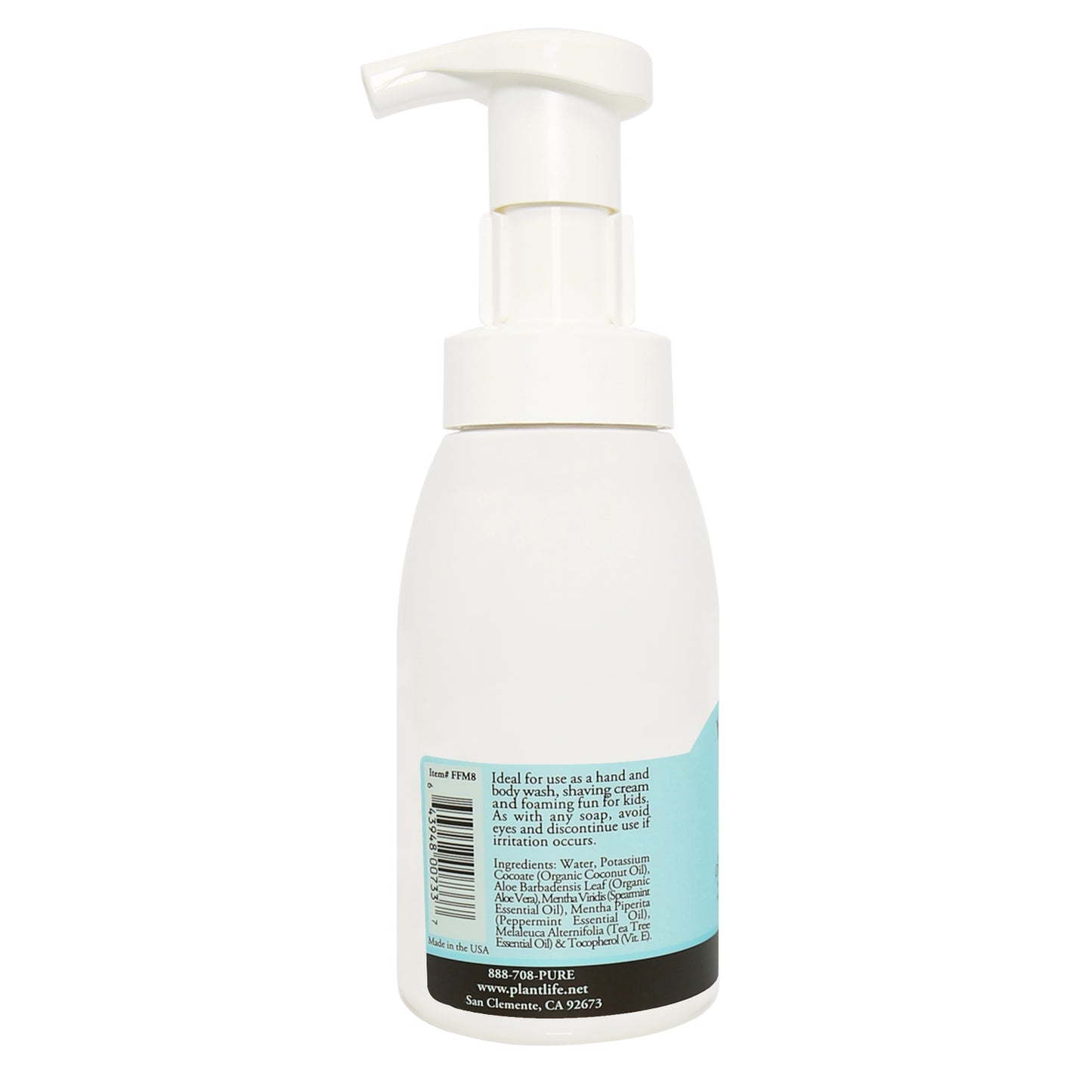 Fresh Mint Foam Soap Back – Clean Label with Usage Directions