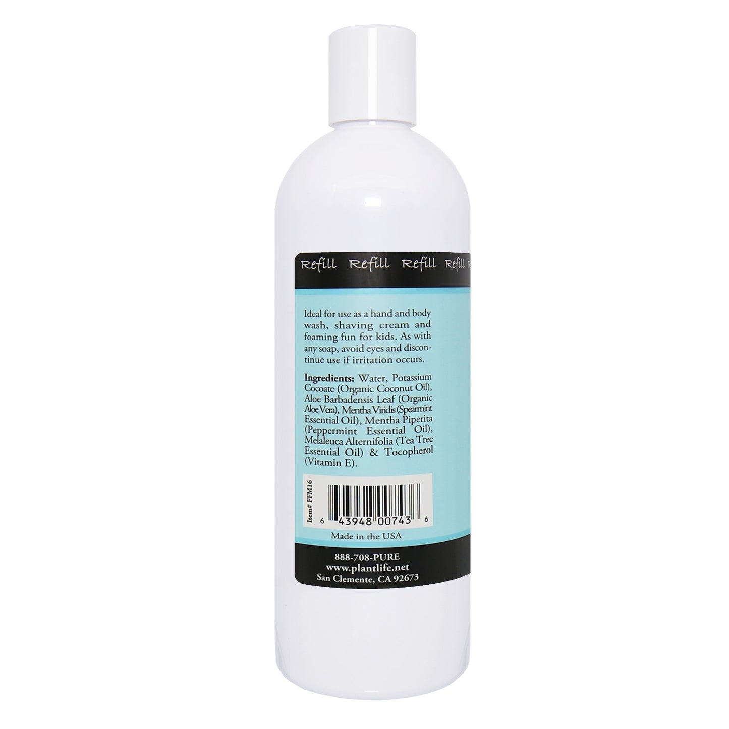 Fresh Mint Foam Soap Back Label – Ingredients and Directions