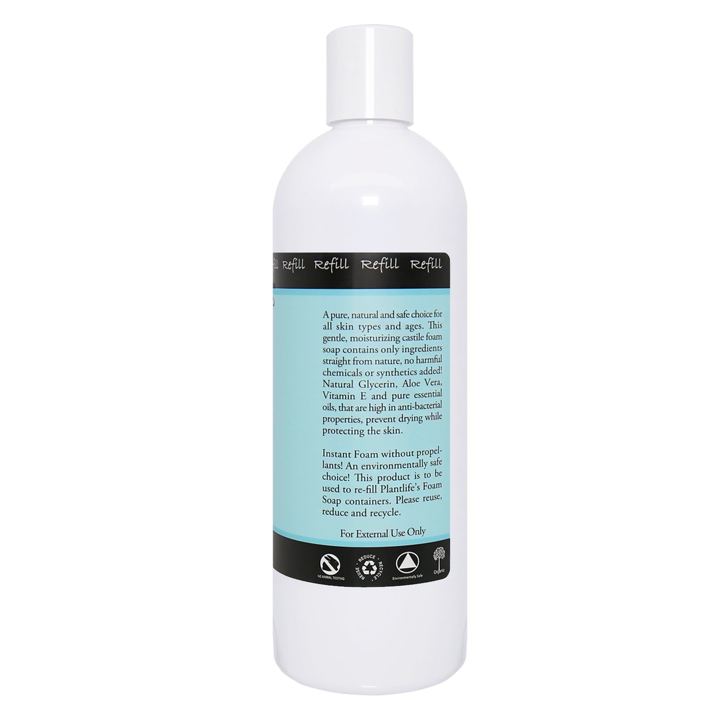 Fresh Mint Foam Soap right side back label with ingredients and usage details