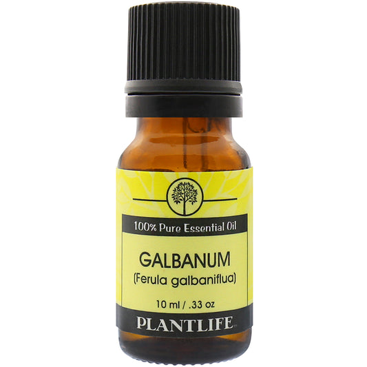 Plantlife Galbanum Essential Oil bottle with green, woody scent