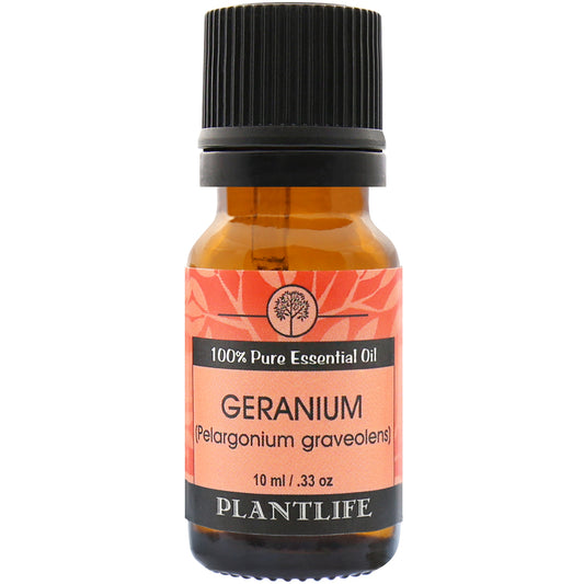 Plantlife Geranium Essential Oil bottle with sweet, floral aroma