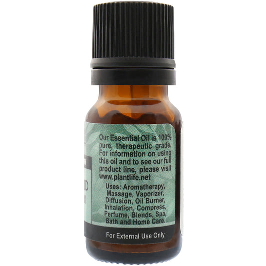Plantlife Guaiac Wood Essential Oil back label and scent description