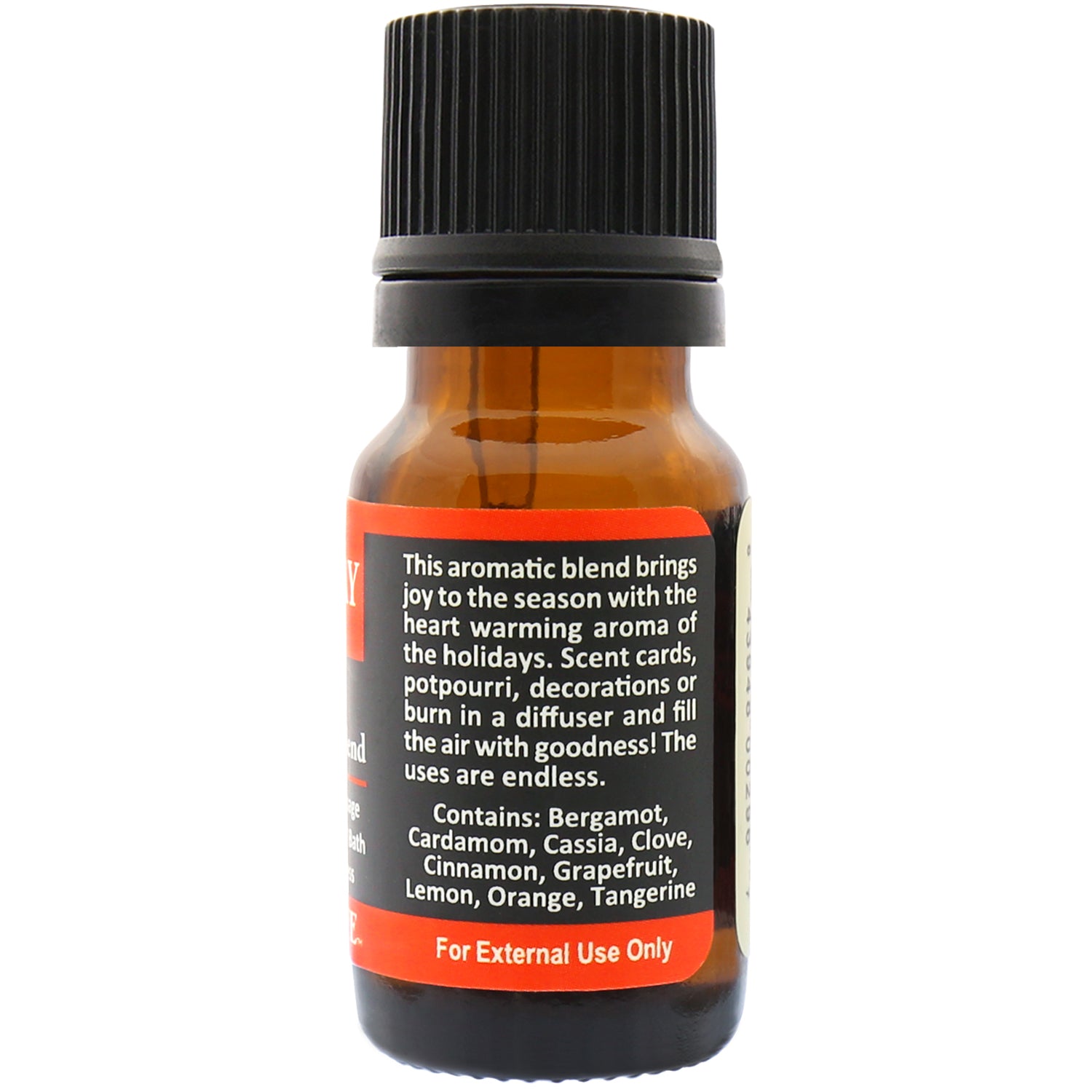 Holiday Essential Oil Blend Back Label – Seasonal Aromatherapy Info Panel