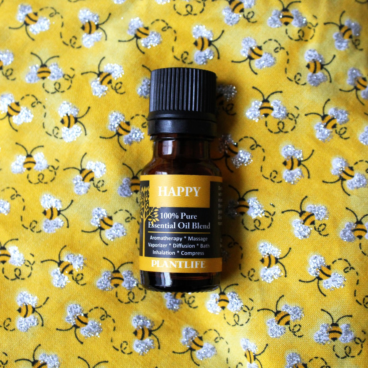Happy Essential Oil Blend – 10ml Bottle Displaying Label Text