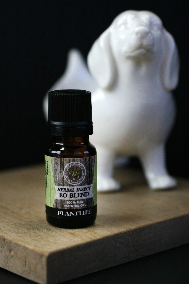 Plantlife Herbal Insect EO Blend essential oil – 100% pure natural bug-repelling formula in glass bottle.