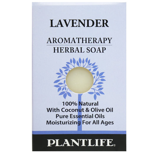 Plantlife Lavender Aromatherapy Herbal Soap Bar with calming lavender essential oil and nourishing coconut and olive oil