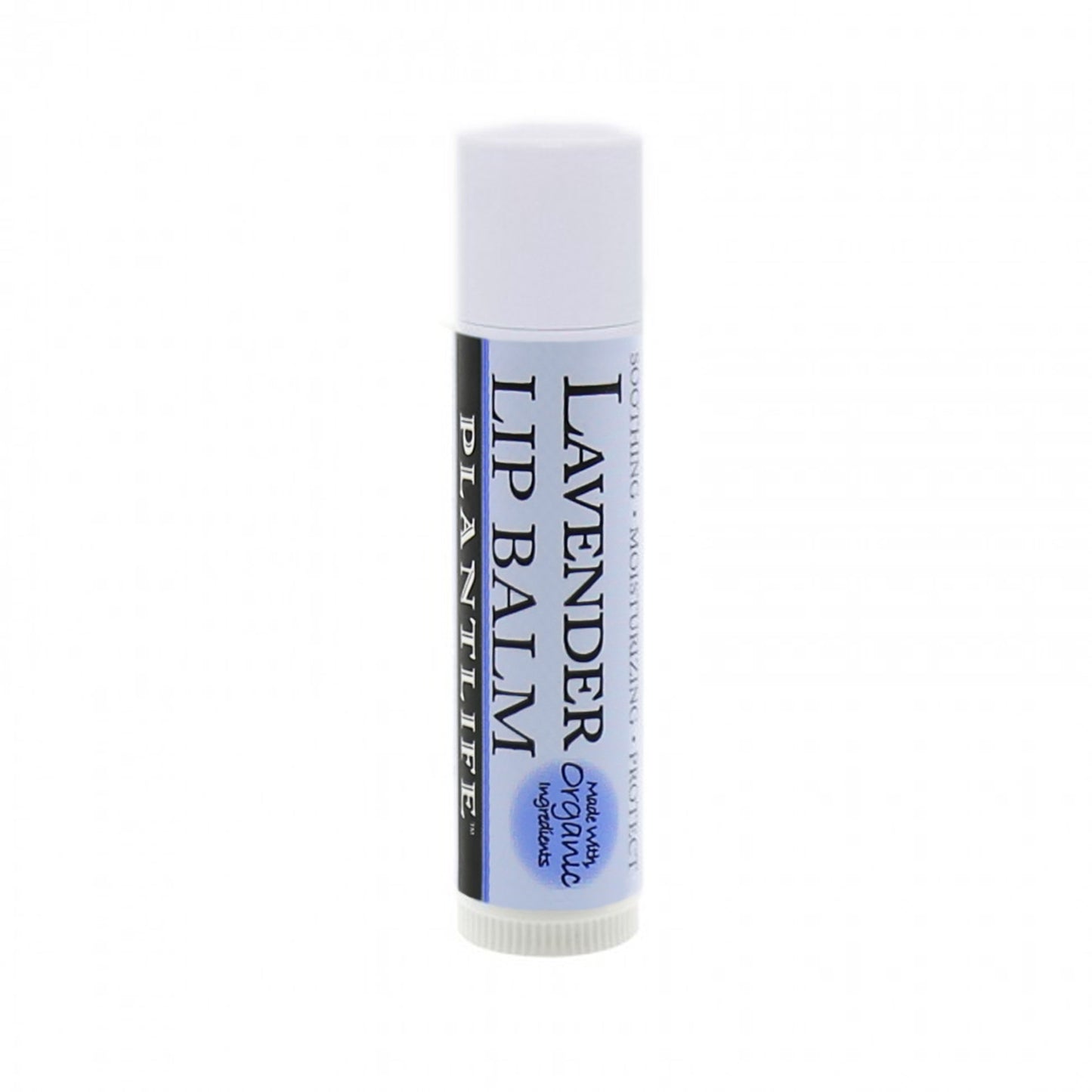 Plantlife Lavender Lip Balm – made with organic ingredients for soothing, moisturizing lip care.
