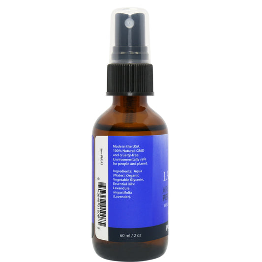 Lavender Essential Oil Mist ingredients – label showing pure lavender oil and calming plant extracts.