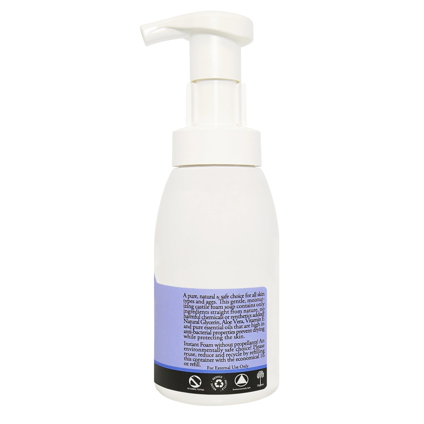 Lavender Foam Soap second label with detailed herbal profile