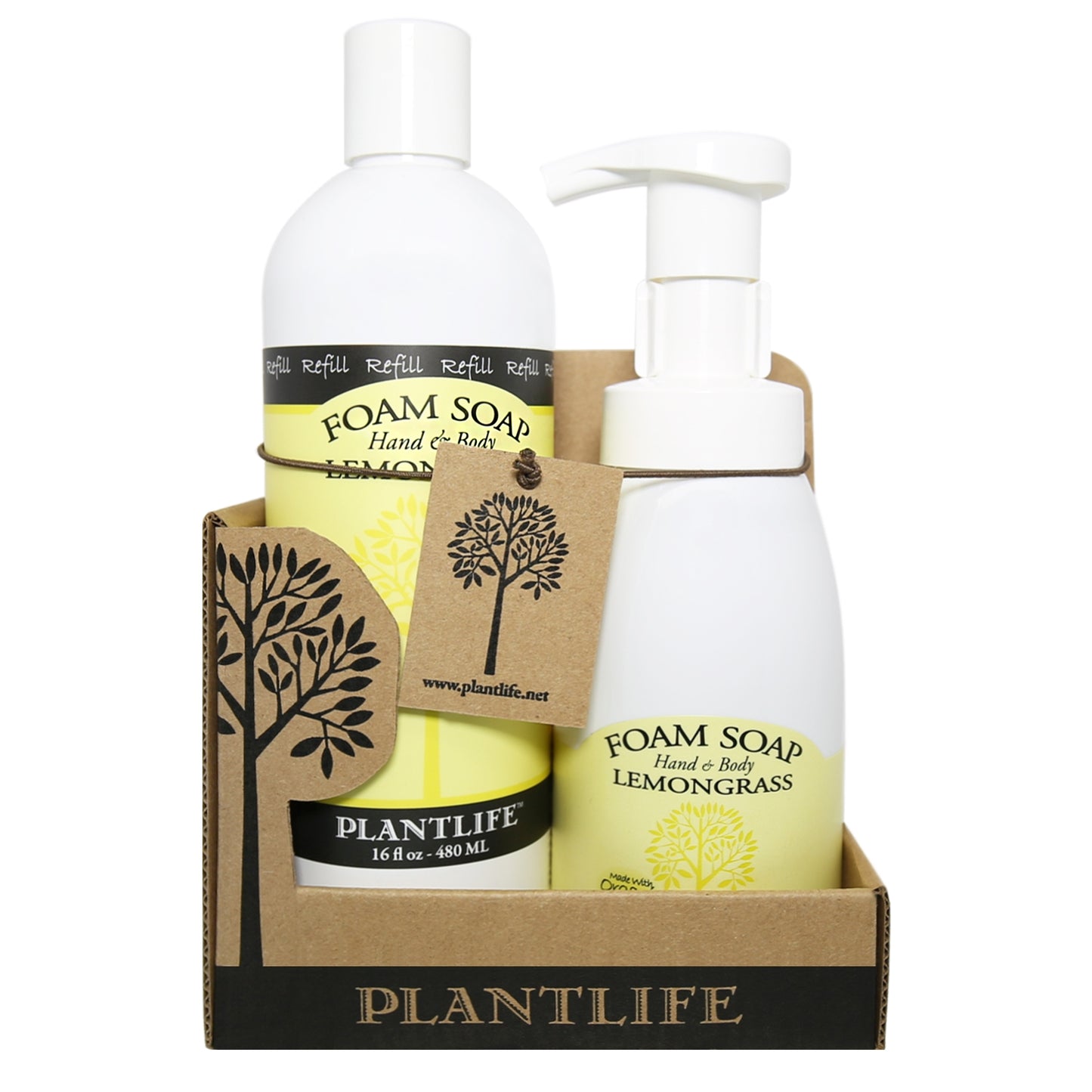 Lemongrass Foam Soap Value Set – Dispenser and 16 oz refill citrus foam duo