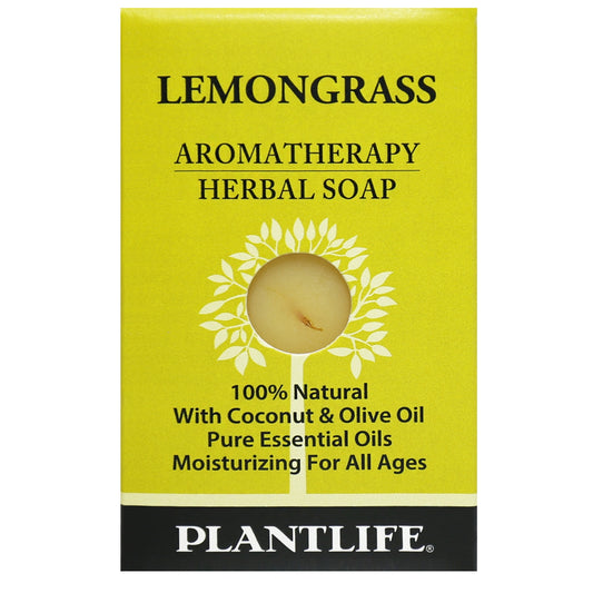 Plantlife Lemongrass Aromatherapy Herbal Soap Bar featuring bright lemongrass essential oil and a clean, citrus scent
