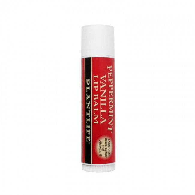 Plantlife Peppermint Vanilla Lip Balm – made with organic ingredients for soothing, moisturizing lip care.