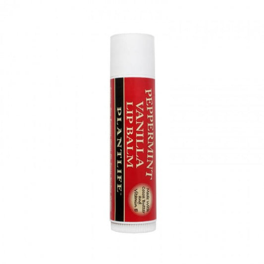Plantlife Peppermint Vanilla Lip Balm – made with organic ingredients for soothing, moisturizing lip care.