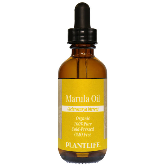 Amber glass bottle of 100% pure Marula Oil by Plantlife