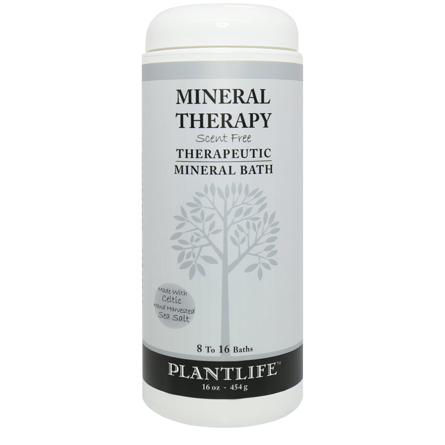 Plantlife Scent Free Therapeutic Mineral Bath Salt made with unrefined Celtic hand-harvested sea salt for mineral-rich soaking without fragrance